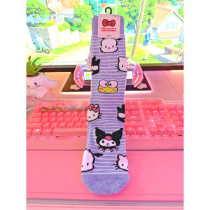 Hello Kitty & Friends Mens Crew Socks Kuromi Keroppi Pochacco 2024 Sanrio Stripe